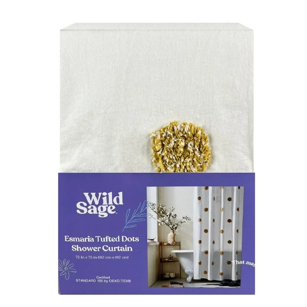 brand new GOLDEN SPICE Wild Sage ESMARIA 72x72-inch 100% Cotton Shower Curtain